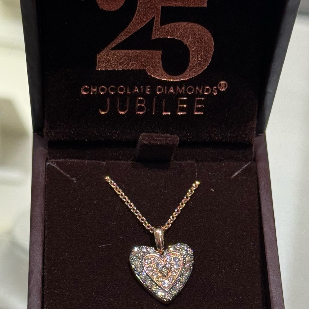 Levian Heart Necklace with Chocolate and White Diamonds
